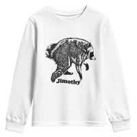 Jimothy Viral Seattle Raccoon Vintage Woodcut Style Graphic Youth Sweatshirt Funny Trash Panda Wildlife Meme