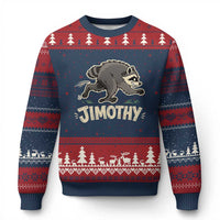 Funny Running Jimothy the Raccoon Ugly Christmas Sweater Viral Seattle Trash Panda Meme