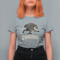 Funny Running Jimothy the Raccoon T Shirt For Women Viral Seattle Trash Panda Meme