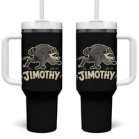 Funny Running Jimothy the Raccoon Tumbler With Handle Viral Seattle Trash Panda Meme