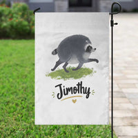 Cute Running Jimothy the Raccoon Garden Flag Viral Seattle Trash Panda Meme