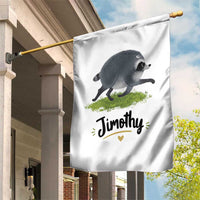 Cute Running Jimothy the Raccoon Garden Flag Viral Seattle Trash Panda Meme