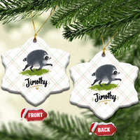 Cute Running Jimothy the Raccoon Ceramic Ornament Viral Seattle Trash Panda Meme