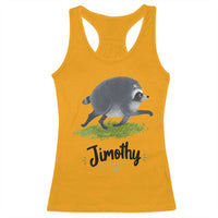 Cute Running Jimothy the Raccoon Racerback Tank Top Viral Seattle Trash Panda Meme