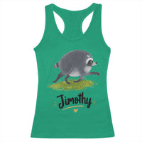 Cute Running Jimothy the Raccoon Racerback Tank Top Viral Seattle Trash Panda Meme