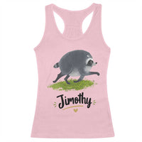 Cute Running Jimothy the Raccoon Racerback Tank Top Viral Seattle Trash Panda Meme