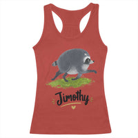 Cute Running Jimothy the Raccoon Racerback Tank Top Viral Seattle Trash Panda Meme