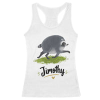 Cute Running Jimothy the Raccoon Racerback Tank Top Viral Seattle Trash Panda Meme