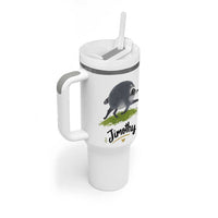 Cute Running Jimothy the Raccoon Tumbler With Handle Viral Seattle Trash Panda Meme