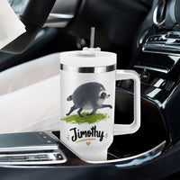 Cute Running Jimothy the Raccoon Tumbler With Handle Viral Seattle Trash Panda Meme
