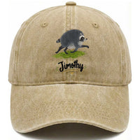 Cute Running Jimothy the Raccoon Washed Cotton Baseball Cap Viral Seattle Trash Panda Meme