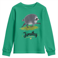 Cute Running Jimothy the Raccoon Youth Sweatshirt Viral Seattle Trash Panda Meme