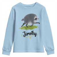 Cute Running Jimothy the Raccoon Youth Sweatshirt Viral Seattle Trash Panda Meme