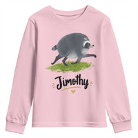 Cute Running Jimothy the Raccoon Youth Sweatshirt Viral Seattle Trash Panda Meme