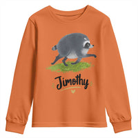 Cute Running Jimothy the Raccoon Youth Sweatshirt Viral Seattle Trash Panda Meme