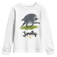 Cute Running Jimothy the Raccoon Youth Sweatshirt Viral Seattle Trash Panda Meme