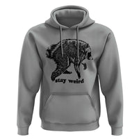 Stay Weird Jimothy the Raccoon Vintage Woodcut Style Graphic Hoodie Funny Seattle Trash Panda Meme