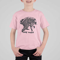 Stay Weird Jimothy the Raccoon Vintage Woodcut Style Graphic T Shirt For Kid Funny Seattle Trash Panda Meme