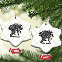 Stay Weird Jimothy the Raccoon Vintage Woodcut Style Graphic Ceramic Ornament Funny Seattle Trash Panda Meme