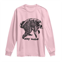 Stay Weird Jimothy the Raccoon Vintage Woodcut Style Graphic Long Sleeve Shirt Funny Seattle Trash Panda Meme
