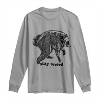 Stay Weird Jimothy the Raccoon Vintage Woodcut Style Graphic Long Sleeve Shirt Funny Seattle Trash Panda Meme