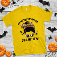 Halloween Mom T Shirt My Favorite Monsters Call Me Mom Messy Bun Halloween Costume - Wonder Print Shop