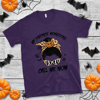 Halloween Mom T Shirt My Favorite Monsters Call Me Mom Messy Bun Halloween Costume - Wonder Print Shop