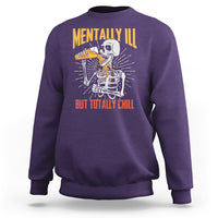 Funny Skeleton Sweatshirt Mentally Ill But Totally Chill Drinking Beer Lover Halloween Costume - Wonder Print Shop