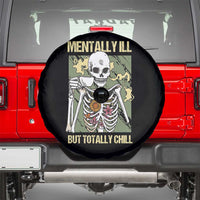Funny Skeleton Spare Tire Cover Mentally Ill But Totally Chill Drinking Coffee Lover Halloween Costume