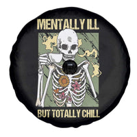 Funny Skeleton Spare Tire Cover Mentally Ill But Totally Chill Drinking Coffee Lover Halloween Costume