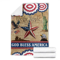 God Bless America Patriotic Eagle Throw Blanket Vintage We The People Constitution Independence Day Freedom Tribute