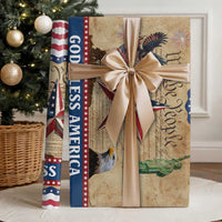 God Bless America Patriotic Eagle Wrapping Paper Roll Vintage We The People Constitution Independence Day Freedom Tribute