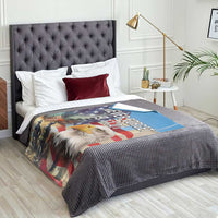 Never Forget 911 Patriotic Memorial Throw Blanket American Flag Bald Eagle First Responder Tribute