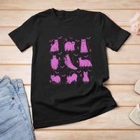 Breast Cancer Cat T Shirt Funny Ghost Black Cat Pink Ribbon Support Breast Cancer Warrior - Wonder Print Shop
