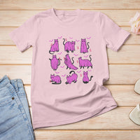 Breast Cancer Cat T Shirt Funny Ghost Black Cat Pink Ribbon Support Breast Cancer Warrior - Wonder Print Shop