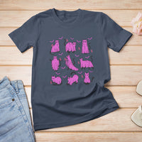 Breast Cancer Cat T Shirt Funny Ghost Black Cat Pink Ribbon Support Breast Cancer Warrior - Wonder Print Shop