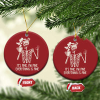 Funny Skeleton Christmas Ornament It's Fine I'm Fine Everything's Fine Never Better Drinking Coffee - Wonder Print Shop