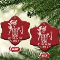 Funny Skeleton Christmas Ornament It's Fine I'm Fine Everything's Fine Never Better Drinking Coffee - Wonder Print Shop
