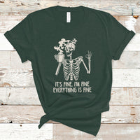 Funny Skeleton T Shirt It's Fine I'm Fine Everything's Fine Never Better Drinking Coffee - Wonder Print Shop