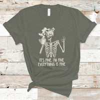 Funny Skeleton T Shirt It's Fine I'm Fine Everything's Fine Never Better Drinking Coffee - Wonder Print Shop