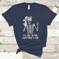 Funny Skeleton T Shirt It's Fine I'm Fine Everything's Fine Never Better Drinking Coffee - Wonder Print Shop