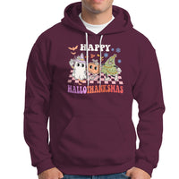 Hallothanksmas Hoodie Halloween Thanksgiving Christmas Groovy Happy HalloThanksMas - Wonder Print Shop
