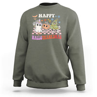 Hallothanksmas Sweatshirt Halloween Thanksgiving Christmas Groovy Happy HalloThanksMas - Wonder Print Shop