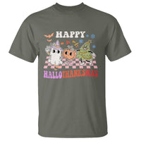 Hallothanksmas T Shirt Halloween Thanksgiving Christmas Groovy Happy HalloThanksMas - Wonder Print Shop