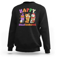 Hallothanksmas Sweatshirt Halloween Thanksgiving Christmas Happy HalloThanksMas Latte - Wonder Print Shop