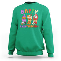 Hallothanksmas Sweatshirt Halloween Thanksgiving Christmas Happy HalloThanksMas Latte - Wonder Print Shop