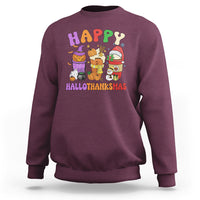 Hallothanksmas Sweatshirt Halloween Thanksgiving Christmas Happy HalloThanksMas Latte - Wonder Print Shop