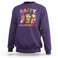 Hallothanksmas Sweatshirt Halloween Thanksgiving Christmas Happy HalloThanksMas Latte - Wonder Print Shop