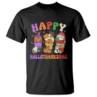 Hallothanksmas T Shirt Halloween Thanksgiving Christmas Happy HalloThanksMas Latte - Wonder Print Shop