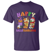 Hallothanksmas T Shirt Halloween Thanksgiving Christmas Happy HalloThanksMas Latte - Wonder Print Shop
